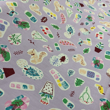 Load image into Gallery viewer, Purple Flower Pot Cotton Poplin