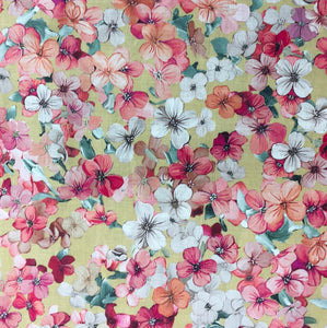 Ochre Floral Printed Cotton Lawn