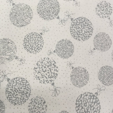 White Baubles Metallic Foil Cotton Print🎄