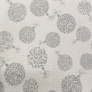 White Baubles Metallic Foil Cotton Print🎄