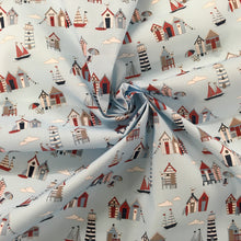 Load image into Gallery viewer, Beach huts Polycotton Print