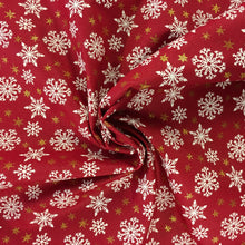 Load image into Gallery viewer, Red Snowflake Cotton Print 🎄