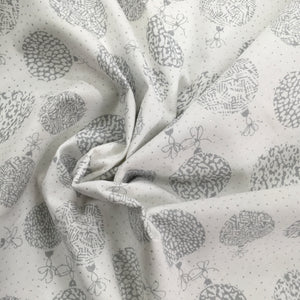 White Baubles Metallic Foil Cotton Print🎄
