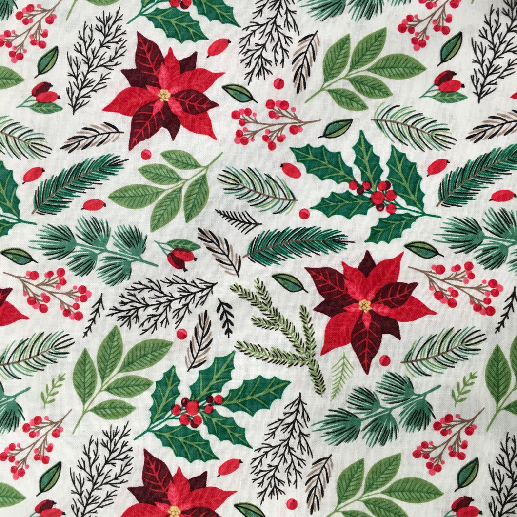 White/Red Xmas Poinsettia Print🎄