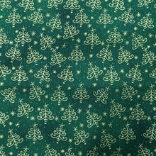 Load image into Gallery viewer, Green Xmas Trees Metallic Foil Cotton Print🎄