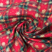 Load image into Gallery viewer, Multi Xmas Check Glitter Cotton Print🎄