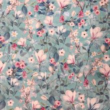 Load image into Gallery viewer, Aqua Floral Printed Cotton Lawn