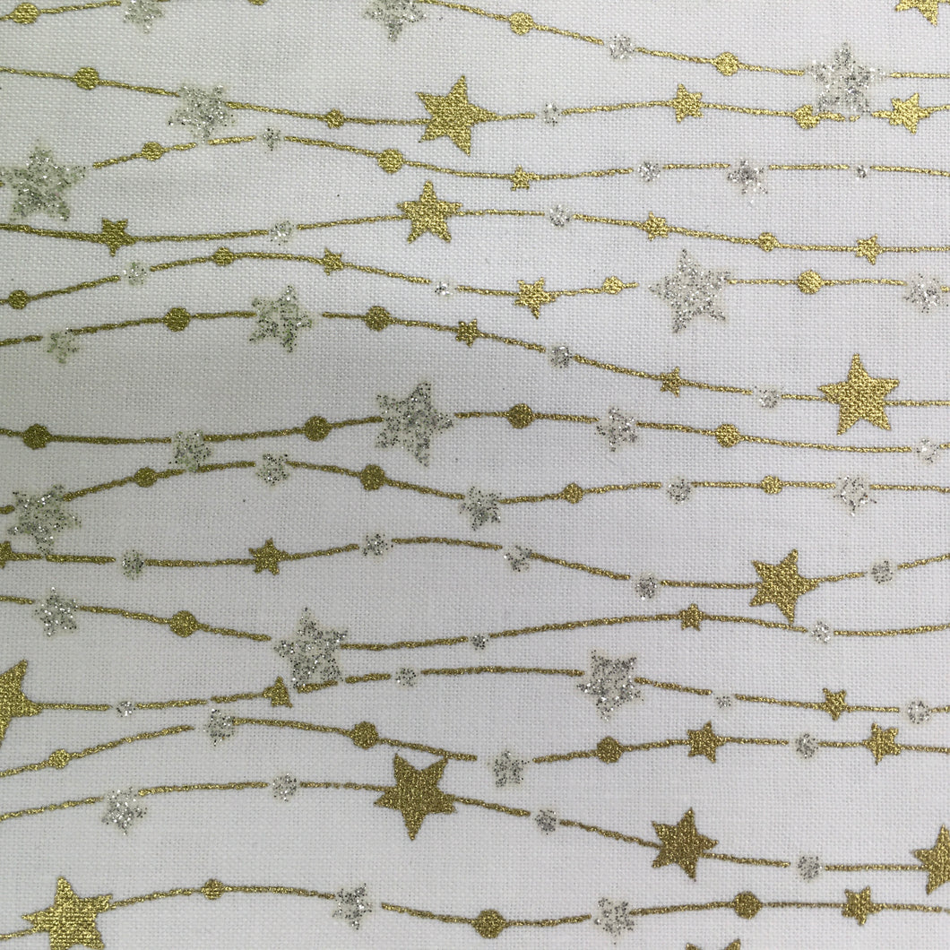 White Xmas Metallic Star Print🎄
