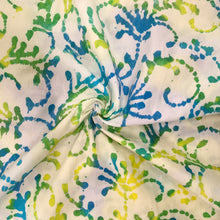 Load image into Gallery viewer, White Green Blue Swirls Batik