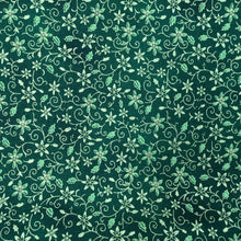 Load image into Gallery viewer, Green Xmas Floral Metallic Foil Cotton Print🎄