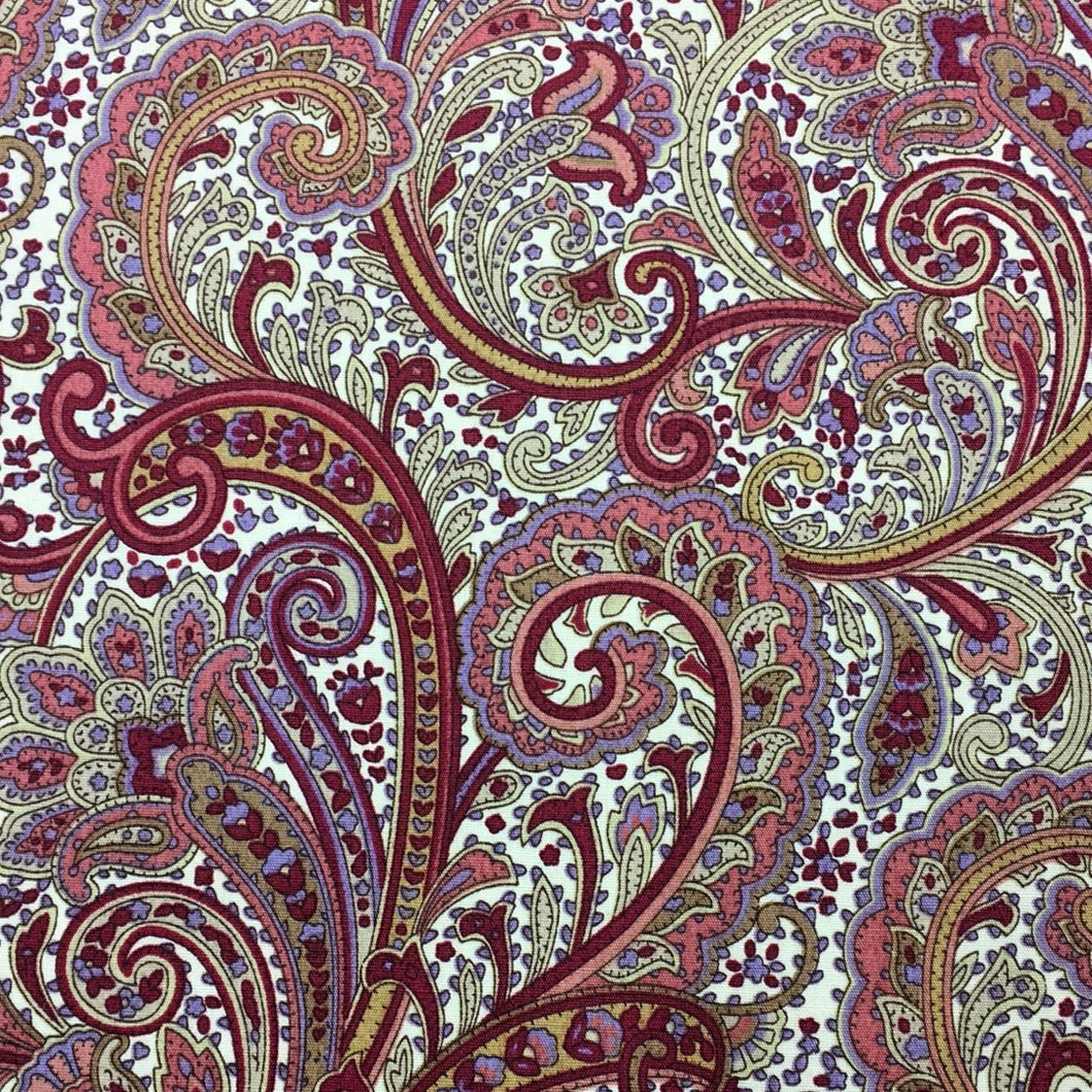 Burgundy Paisley Poplin Print