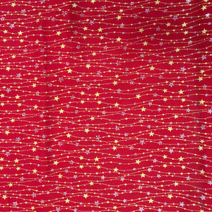 Red Stars Metallic GlitterCotton Print🎄