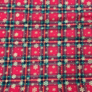 Multi Xmas Check Glitter Cotton Print🎄