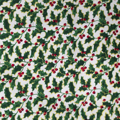 Holly Xmas Scandi Glitter Cotton Print🎄