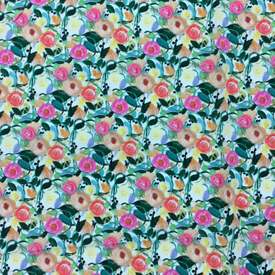 Digital Floral Printed Cotton Lawn Rose Multi