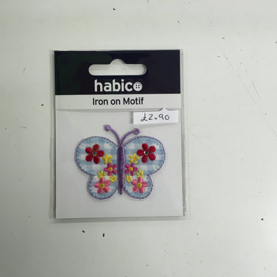 Flower Gingham Butterfly Iron On Motif