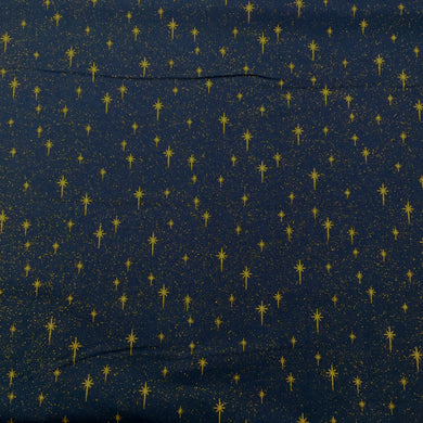 Navy/Gold Star Metallic Foil Cotton Print🎄