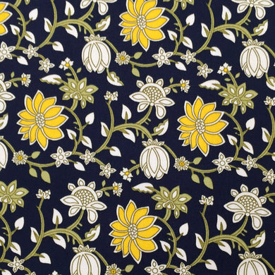 Navy Floral Cotton Poplin Print