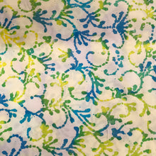 Load image into Gallery viewer, White Green Blue Swirls Batik