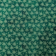 Load image into Gallery viewer, Green Xmas Trees Metallic Foil Cotton Print🎄