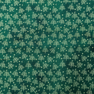 Green Xmas Trees Metallic Foil Cotton Print🎄