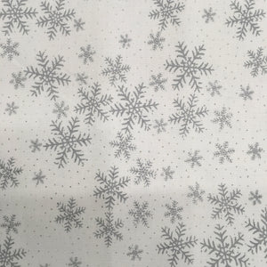 White Snowflake Metallic Foil Cotton Print🎄
