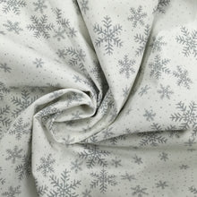 Load image into Gallery viewer, White Snowflake Metallic Foil Cotton Print🎄