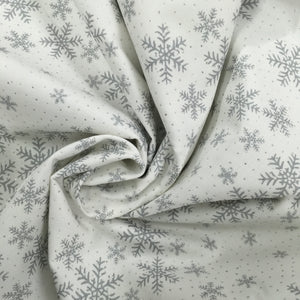 White Snowflake Metallic Foil Cotton Print🎄
