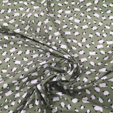 Sage Sheep Poplin Print
