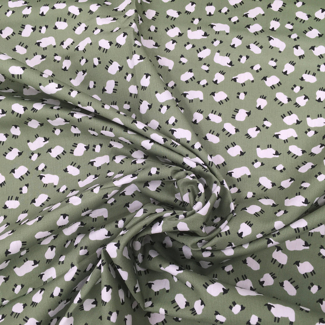 Sage Sheep Poplin Print