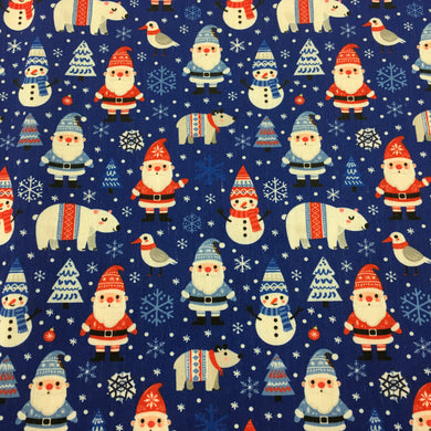 Blue Frosty Xmas Polycotton Print🎄