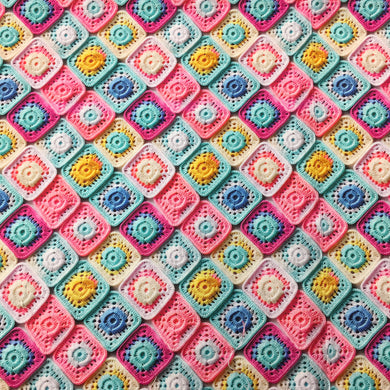 3D Cotton Print Crochet Squares