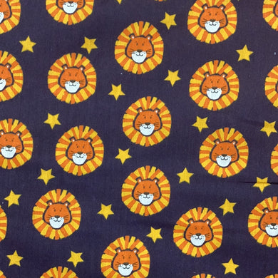 Navy Lions Polycotton Print