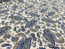 Load image into Gallery viewer, Blue/Ivory Paisley Poplin Print