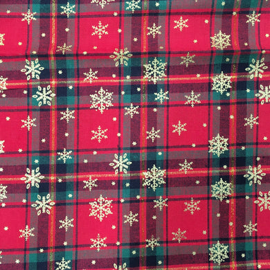 Multi Xmas Check Glitter Cotton Print🎄