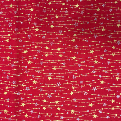 Red Stars Metallic GlitterCotton Print🎄