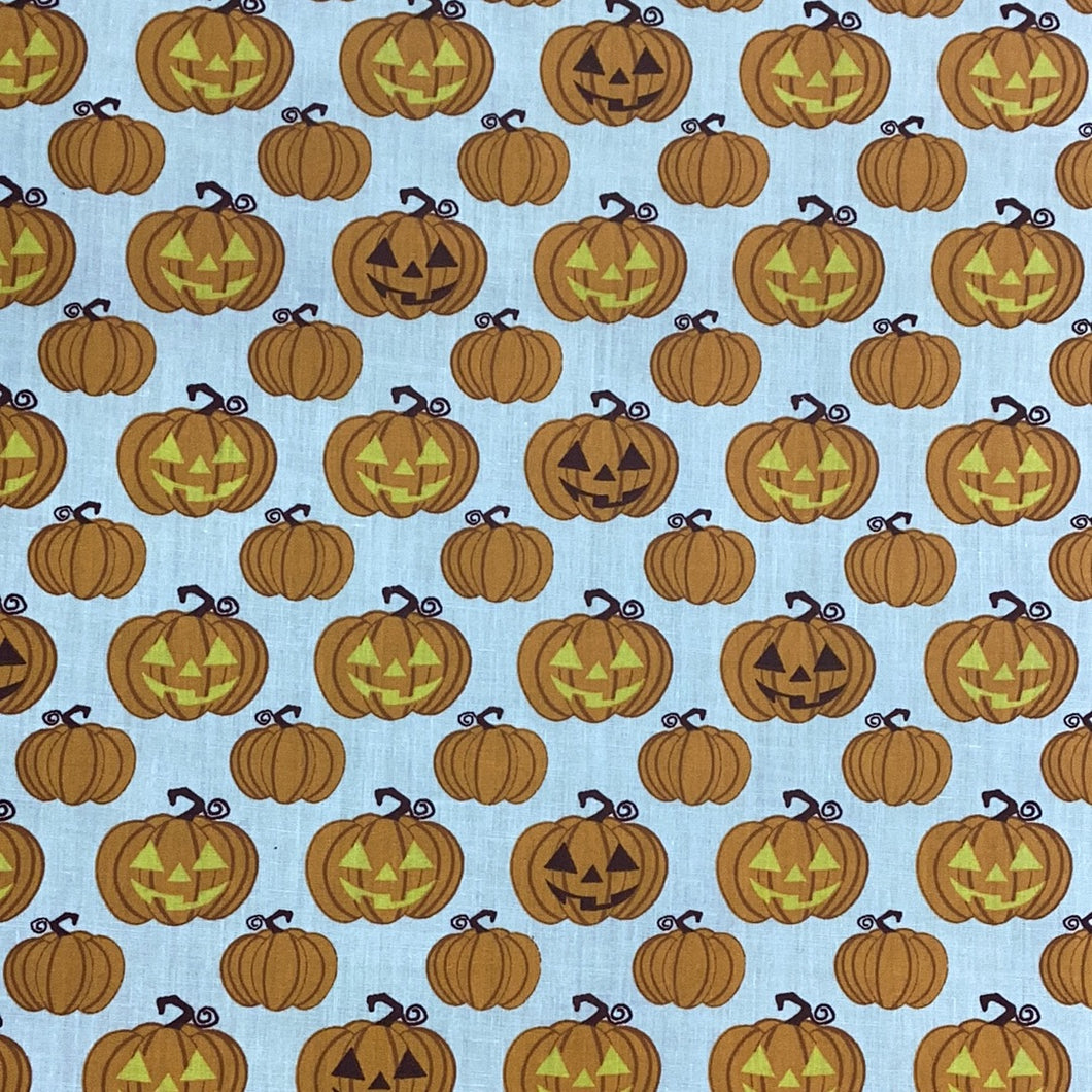 Orange/White Pumpkins Polycotton Print