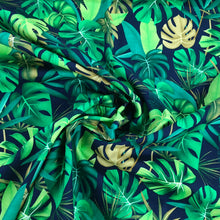 Load image into Gallery viewer, Cotton Poplin Monstera Navy