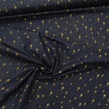 Load image into Gallery viewer, Navy/Gold Star Metallic Foil Cotton Print🎄