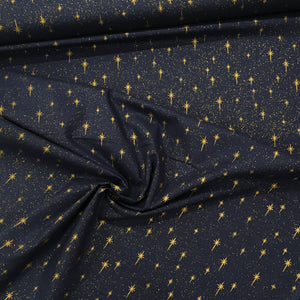 Navy/Gold Star Metallic Foil Cotton Print🎄