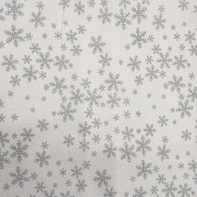 White Snowflake Metallic Foil Cotton Print🎄