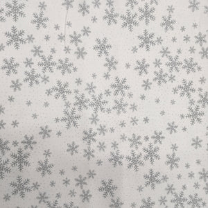 White Snowflake Metallic Foil Cotton Print🎄
