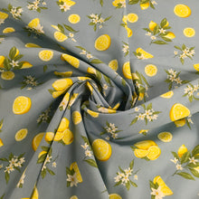 Load image into Gallery viewer, Cotton Poplin Denim Lemons