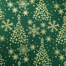 Load image into Gallery viewer, Green Gold Tree Cotton Print 🎄