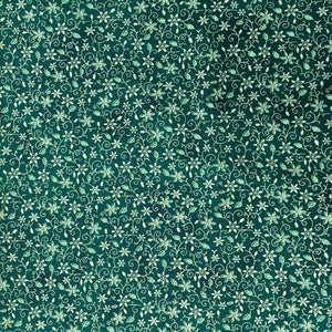 Green Xmas Floral Metallic Foil Cotton Print🎄