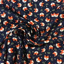 Load image into Gallery viewer, Cotton Poplin Fox Print Navy