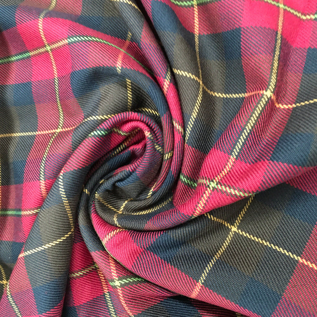 Dark Red Tartan (Poly x Visc)