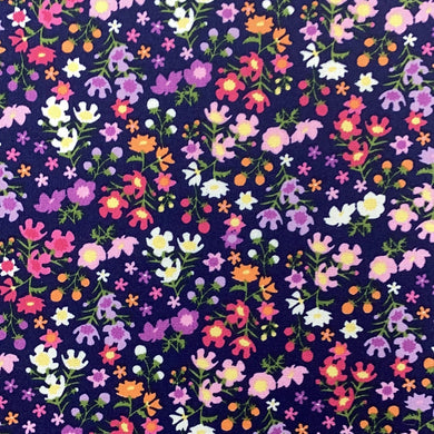 Pink/Navy Floral Cotton Poplin