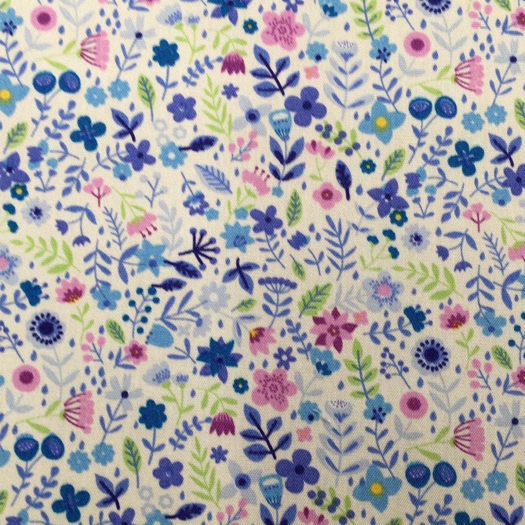 Blue Floral Cotton Poplin Print