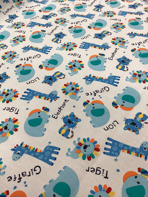 Blue Animals Poplin Print